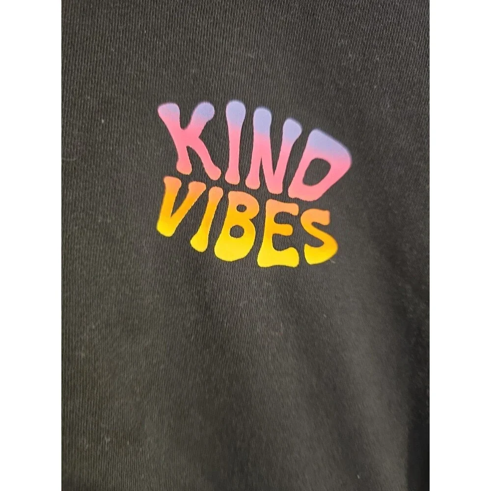 Old Navy Kind Vines Cropped Hoodie Black Sweatshirt Teens Size L 10-12